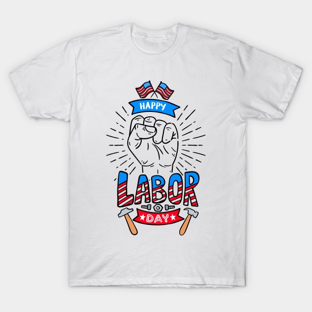 Happy Labor Day American Flag Holiday T Shirt Gift T-Shirt by Wintrly